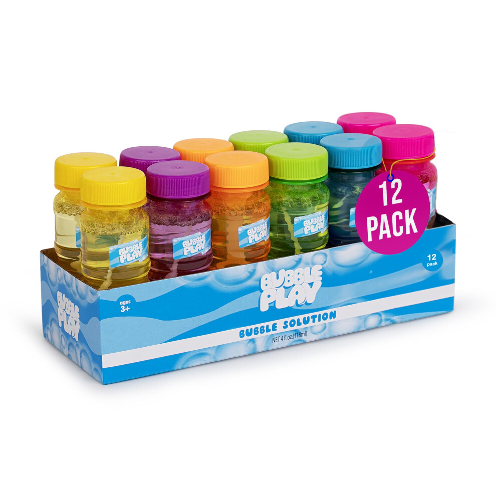 Bubbleplay Seifenblasenflasche, 12Er-Pack 113 Ml Seifenblasen Fr Kinder, 5-Loch-Seifenblasenstab-Geblse, Seifenblasenlsung Mit Stben Outd-image