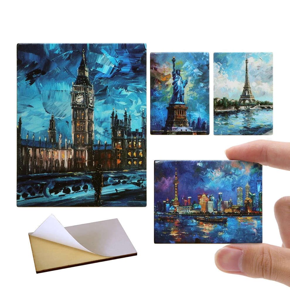 Akcesoria W Skali Iland W Skali 1/12 4 Miniaturowe Zdjecia Domkw Dla Lalek Przedstawiajace Nowoczesna, Slynna Architekture Z Tablicami-image