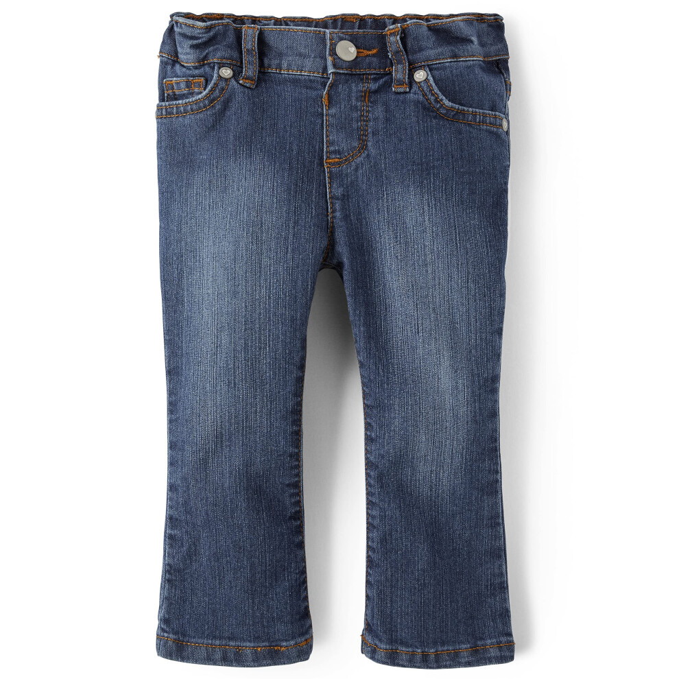 The Children's Place Baby Girls and Toddler Girls Basic Bootcut Jeans Victory Blue Wash 3T