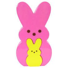 Aventura de animales | Peeps | 9 conejitos de anidacin de madera rosa y amarilla coleccionables