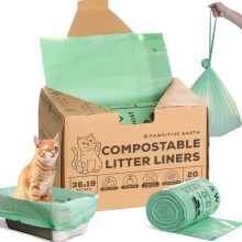 Kattebakkeforinger 100 % komposterbare - Snre tt - 20 Count - Jumbostrrelse 36"""" x 19"""" - Rive- og lkagebestandig - OK Compost Home Certified