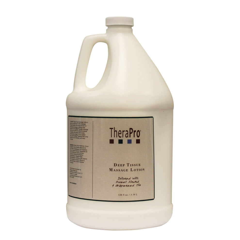 Therapro Deep Tissue Massage Lotion By - Unscented - Infused With Sweet Almond & Grapeseed Oil - Smooth Glide & Non-Greasy - Absorbs Quickly With No R