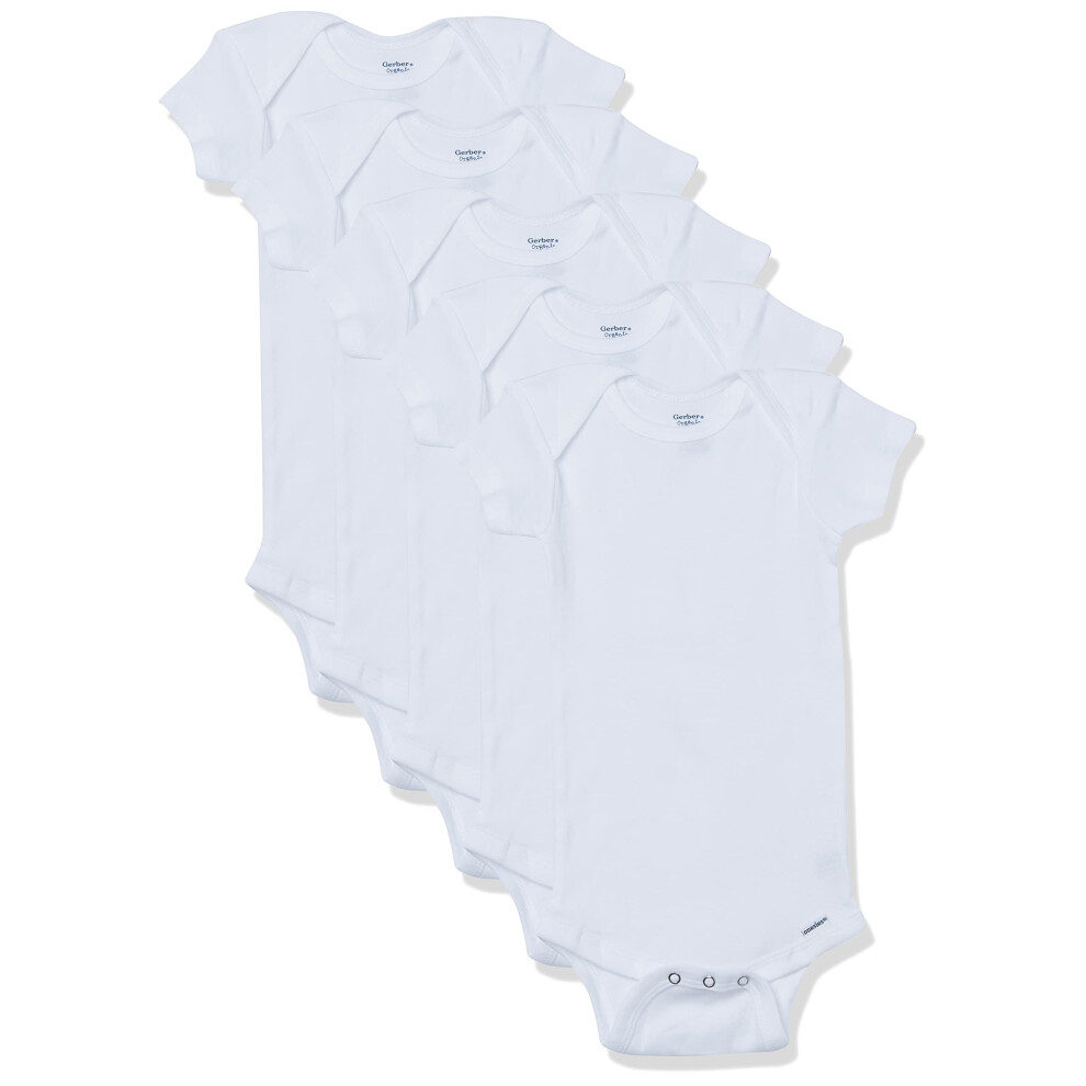Gerber Unisex Baby 5-Pack Short Sleeve Variety Onesies Bodysuits Short Sleeve White 6-9 Months