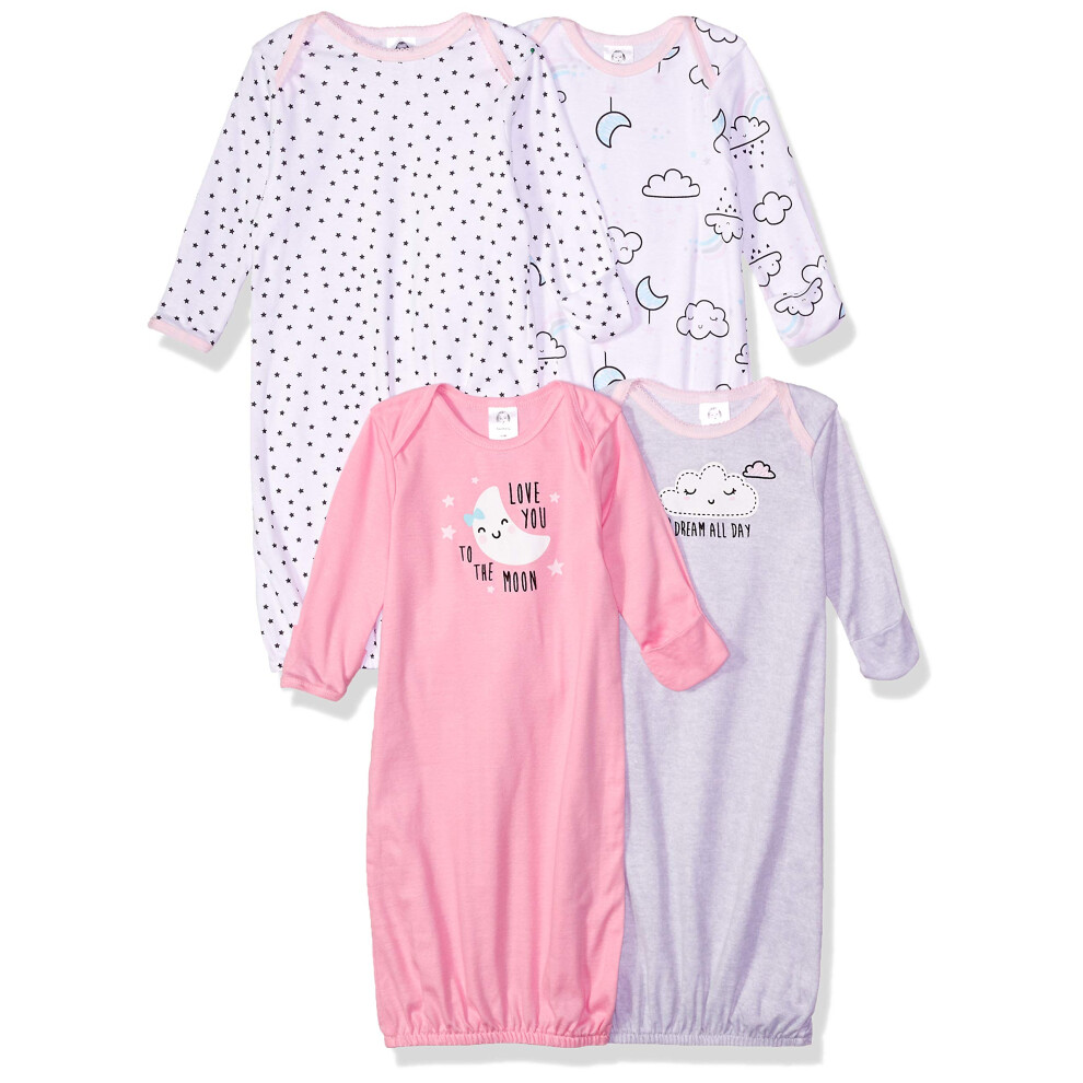 Gerber Unisex Baby Boy and Girls 4-Pack Sleeper Gown Clouds Preemie
