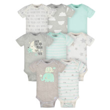 Gerber Baby 8-Pack Korte Mouw Onesies Bodysuits, Olifanten, Prematuur