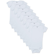 Gerber Baby 8-Pack Korte Mouw Rompers, Effen Wit, Prematuur
