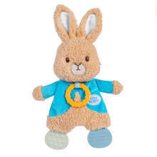 KIDS PREFERRED Beatrix Potter Peter Rabbit Flat Sensory Blanky Interactive Baby Teether Toy with Crinkle Sounds  Soft Textures  Bright Colors  an