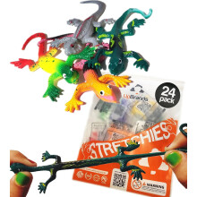 UpBrands 24 Painted Stretchy Lizards Toys 3 Inches Bulk Set 4 Models Kit for Birthday Party Favors for Kids Goodie Bags Easter Egg Basket Stu