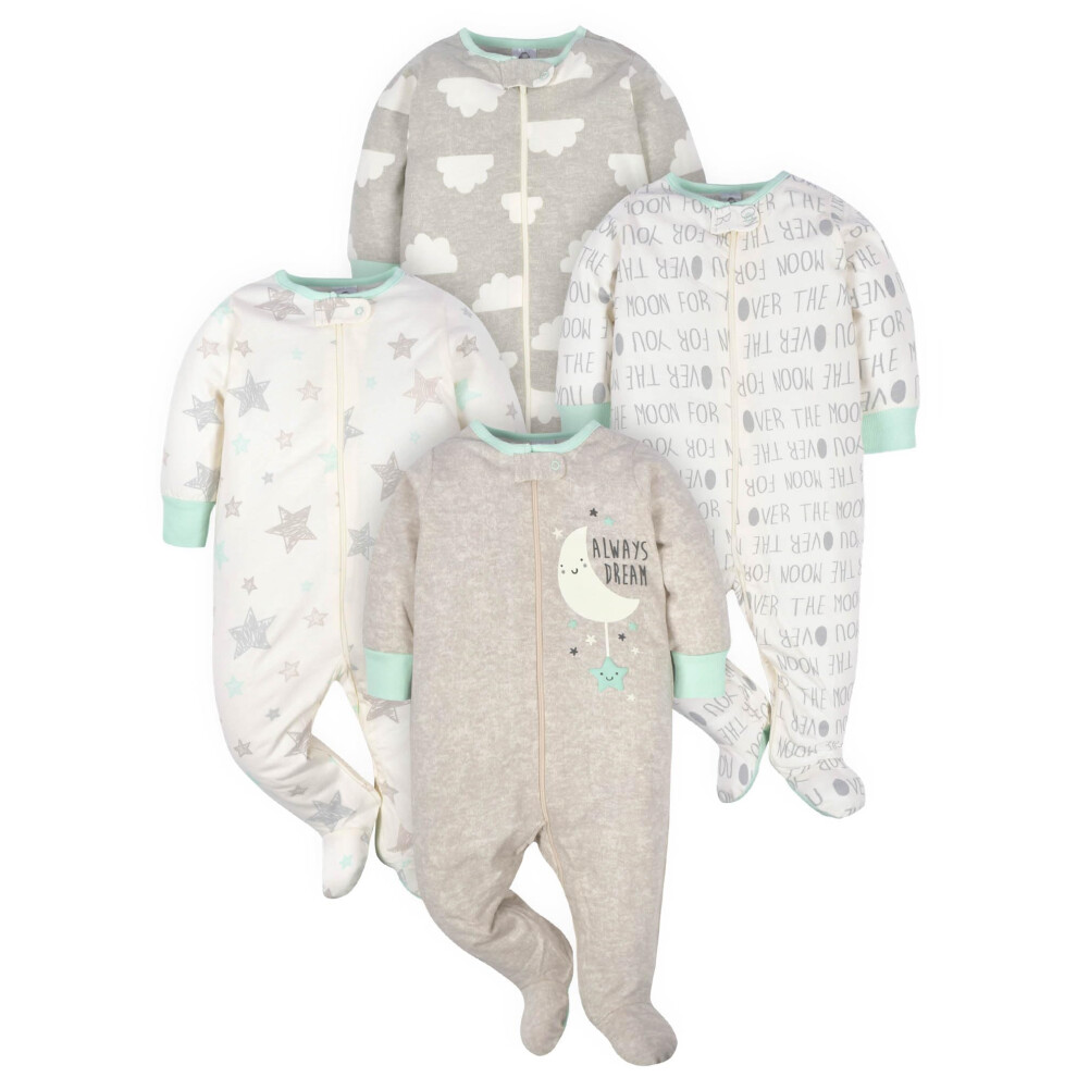 Gerber Unisex Baby 4 Pack Sleep 'N Play Footie Elephants 3-6 Months