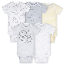 Gerber Unisex Baby 5-Pack Korte Mouw Variété Rompertjes Sterren Dromen Pasgeborene