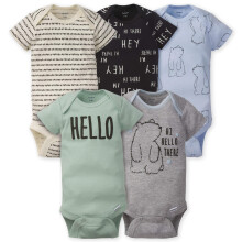 Gerber Baby Boys 5-Pack Kortrmede Variety Onesies Bodysuits Hello Bear Newborn