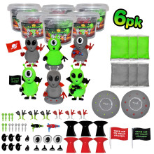 Costruisci Buddiez Aliens Craft Kit 6 Pack - Build Play e display 6 alieni argillosi asciugati ottimi per feste di compleanno trucco o cura di calze