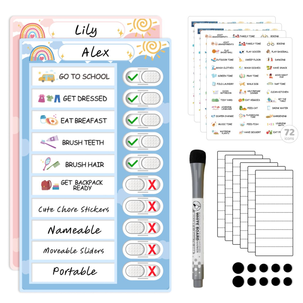 2 in 1 Namable Chore Chart for Kids  Dry Erase Morning/Bedtime Routine Chart for Kids for Refrigerator  Magnetic Visual Schedule for Kids Toddlers to-image-OPC-PHFJRKQ-NEW