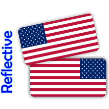 (Paar) REFLECTERENDE Amerikaanse stickers van de bouwvakker van Vlaggen | Vlag motorhelm stickers | Vinyl Etiketten Gereedschapskist Lunchbox Oude Gl