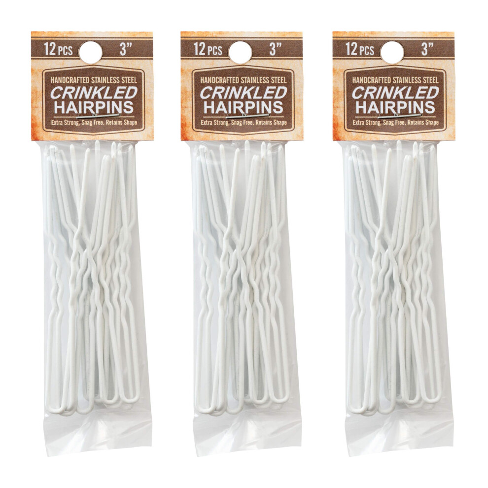 Amish Valley Product Amish Valley Products Hairpins Crinkled Heavy Duty Stainless Steel Handmade Hair Pin Use In Place Of Hair Clips Barrettes Bobby Pins Snag-Less (3 Inch