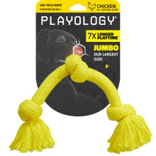 Playology Dri Tech Rope hondenkauwspeeltje voor grote tot extra grote honden vanaf 25 kg | Boeiend volledig natuurlijk, naar kip geurend geel hon