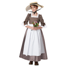 California Kostumer American Colonial Kjole Barn Brun/Hvid Stor