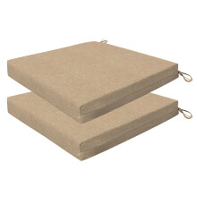 Honeycomb Essentials Outdoor Square Seat Cushions 19"""" x 19"""" Hampton Texture Neutral Patio Chair Cushion 2-Pack