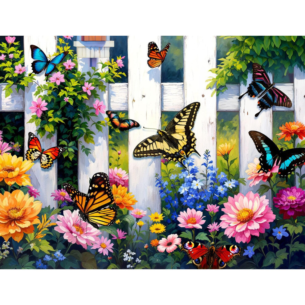Photos - Jigsaw Puzzle / Mosaic Springbok Butterfly Haven 500 Piece Jigsaw Puzzle for Adults - Colorful Butterfly Garden - Unique Cut Pieces - Relaxing and