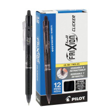 Pilot FriXion Ball Clicker Wysuwany dlugopis zelowy z drobnym punktem 0,7 mm, czarny atrament, 12 szt.