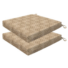 Honeycomb Essentials Outdoor Square Seat Cushions 19"""" x 19"""" Courtyard Geo Almond Patio Chair Cushion 2-Pack