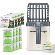 Neater Pets Neater Scooper, Standard-Katzenstreuschaufel, 195 Nachfllbeutel sauberer Katzenstreuschaufel mit Beutel, auslaufsicherer Katzenstreube