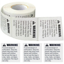 1 Roll of Suffocation Warning Labels Self-adhesive Suffocation Warning Stickers Shipping Stickers