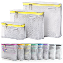 MUMI Travel Toiletry Bag Set of 3 - Clear TSA Approved Toiletry Bags for Women - Reusable Water-Resistant Makeup Organizer Pouches for Skincare Cosme
