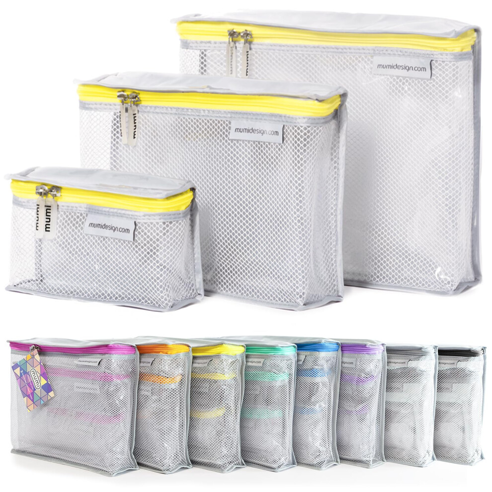 Mumi Travel Toiletry Bag Set Of 3 - Clear Tsa Approved Toiletry Bags For Women - Reusable Water-Resistant Makeup Organizer Pouches For Skincare Cosme