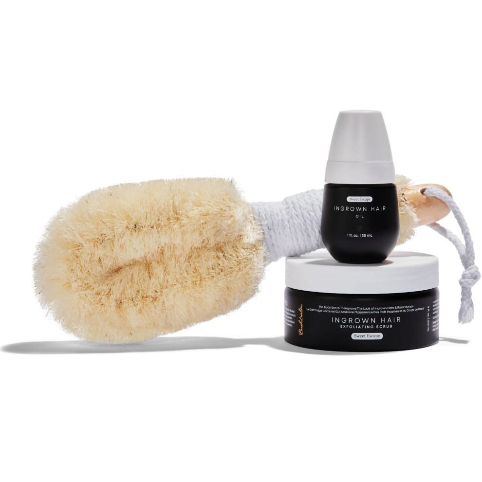 Bushbalm Les Cheveux Et Le Rasoir Bosses Routine En 3 Tapes - Hydrater Et Calme - L'huile Capillaire Incarn E (30 Ml) Gommage Exfoliant (236 Ml)-image