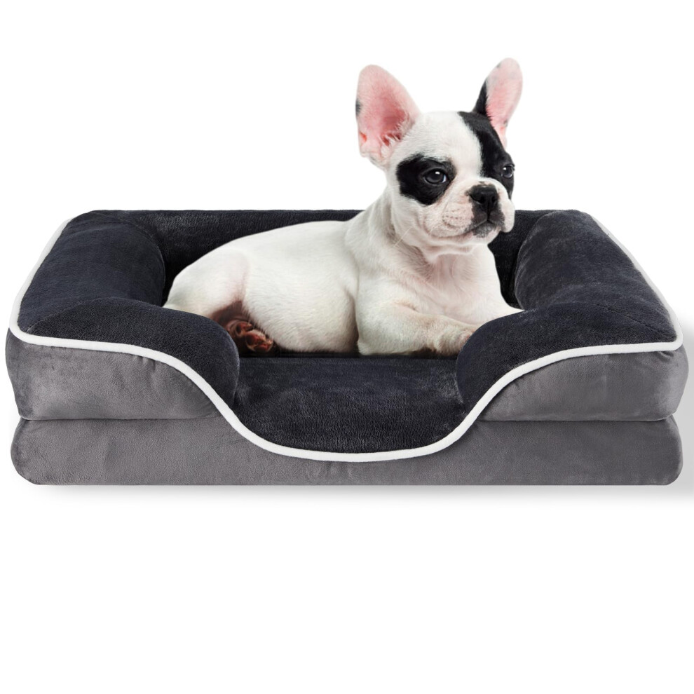 FluffyDream 28'' Orthopedic Dog Bed Memory Egg-Crate Foam Dog Bed with Washable Removable Cover Grey