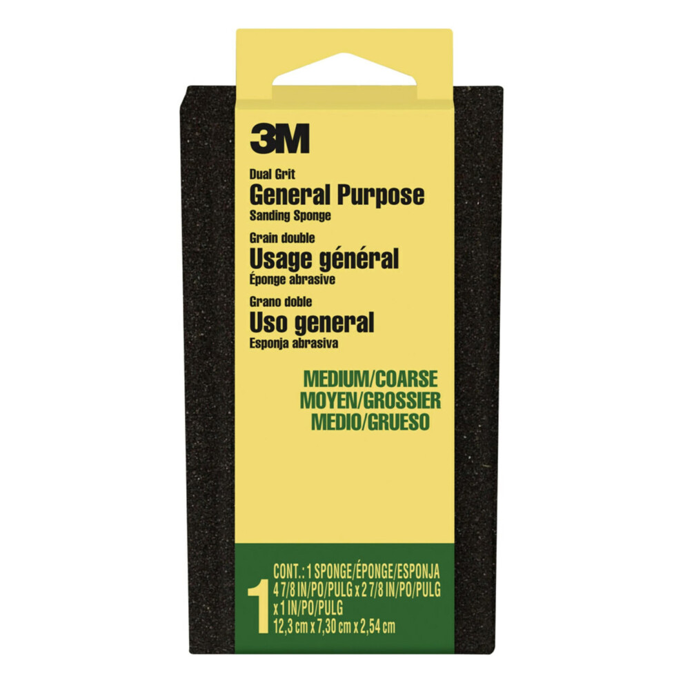 3M General Purpose Sanding Sponge DSMC-ESF-10  2 7/8 in x 4 7/8 in x 1 in  Dual Grit  Medium/Coarse  10 ea/cs
