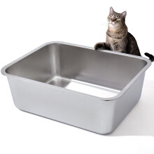 Nyutu kattenbak van roestvrij staal, hoogzijdig, grote metalen kattenbakken, eenvoudig schoon te maken, niet-klevend en geen geur, geschikt voor