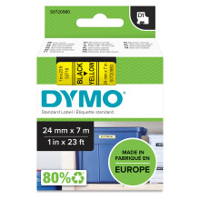 DYMO D1 Labels 24mm x 7m Roll Black Print on Yellow Self-Adhesive Labels for LabelManager Label Printers Authentic