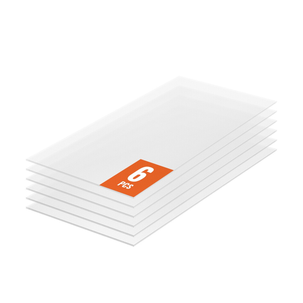 VEVOR 6 Pack Polycarbonate Greenhouse Panels  2' X 4' X 0.16'' Roof Panels Sheets  Waterproof UV Protected Corrugated Plastic Roofing  Impact Resistan