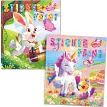 CutteeyFyry Paint by Number Sticker Book for Girls Kids - Road Trip & Airplane Activities Toys Easter Basket Stuffers Bunny Egg Unicorn Birthd