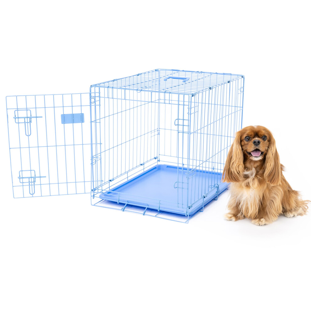 Carlson Blue Secure and Compact Single Door Metal Dog Crate Small