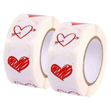 2 Rolls of Heart Stickers Valentine's Day Stickers Gift Envelopes Sealing Labels Sticker