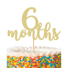 MYAMPED 6 m?neders kagetopper - gyldent glitter 1/2 f?dselsdagskagepynt perfekt til babyshower/k?nsafsl?ringsfest/babyfest fotoboksrekvisitter(6