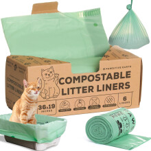 Kattebakkeforinger 100 % komposterbare - Snre tt - 6 Count - Jumbo strrelse 36"""" x 19"""" - Rive- og lkagebestandig - OK Compost Home Certified