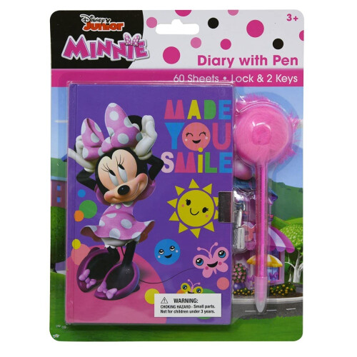 Minnie Mouse Minnie Diary con Pom Pen On Card