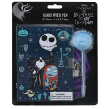 Disney The Nightmare Before Christmas Dagbog med L?s & N?gler og Pom Pen Papir F?dselsdagsfester