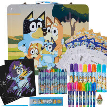 Bluey Deluxe Activity Set with Carrying Tin Coloring Sheets Stickers Scratch Art Sheets & Art Supplies