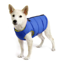 Gooby Padded Vest Dog Jacket - Solid Blue  X-Small - Warm Zip Up Vest Fleece Jacket with Dual D Ring Leash - Water Resistant Sweater - Clothes for Sma