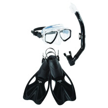 Speedo Unisex-Adult Duikmasker met Anti-Fog en Neusbedekking, MSF Zwart/Zwart, Klein/Middel