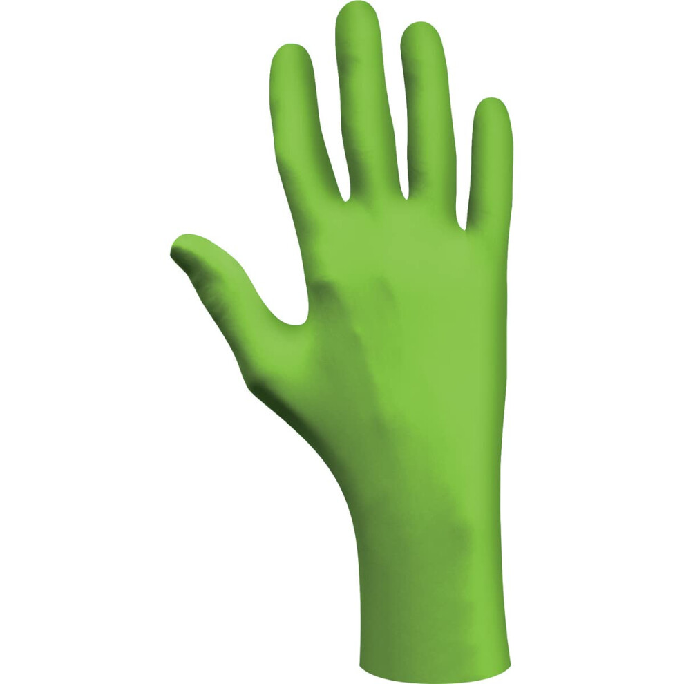 Showa 7705Pf Accelerator Free Disposable Nitrile Glove 9.5"""" Length 4 Mils Thick Small (1 Box) Green 013161031172