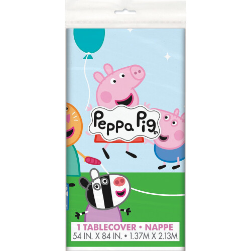 Unique Multicolor Peppa Pig Rectangular Plastic Table Cover (54"""" x 84"""") - Durable & Vibrant Design  Perfect for Parties and Events 1