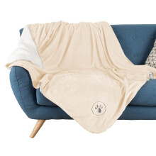 PETMAKER Vandtt dyretppe - 50 x 60 tommer vendbart sherpa-fleece-kast beskytter sofaer, biler og senge mod spild pletter og pels (creme)
