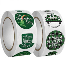 2 Rolls of St. Patrick's Day Sticker Gift Wrapping Stickers Decorative Sticker Green
