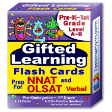 TestingMom.com NNAT og OLSAT Test Prep Flash-kort - NYC talentfulde og talentfulde - B?rnehave (Niveau A) - Grade 1 (Niveau B) - 140+ ?velsessp?r